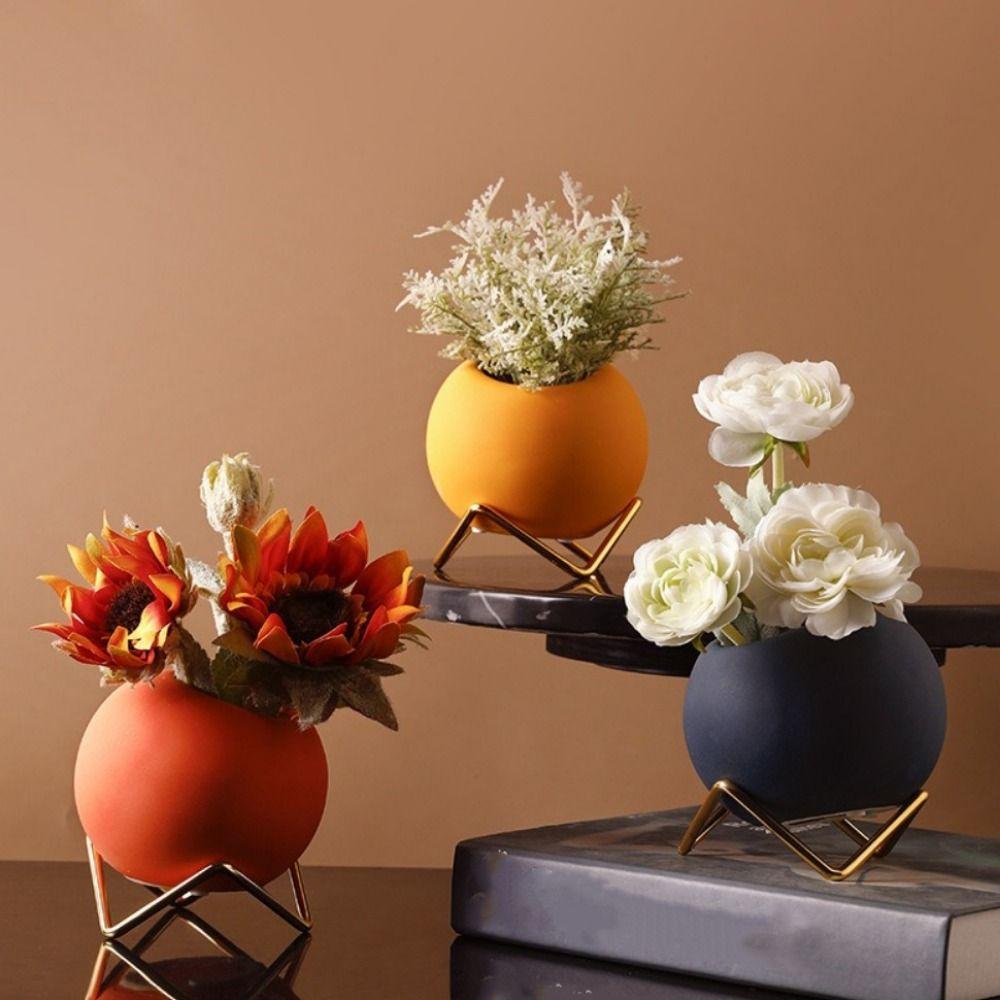 Nordischer Stil Runde Kugel Keramikvase Dekorative Pflanztopf Eleganter Blumentopf Büro