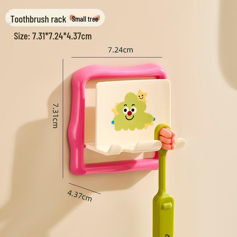 Wall-Mounted Punch-Free Children's Electric Toothbrush & Mouthwash Cup Holder