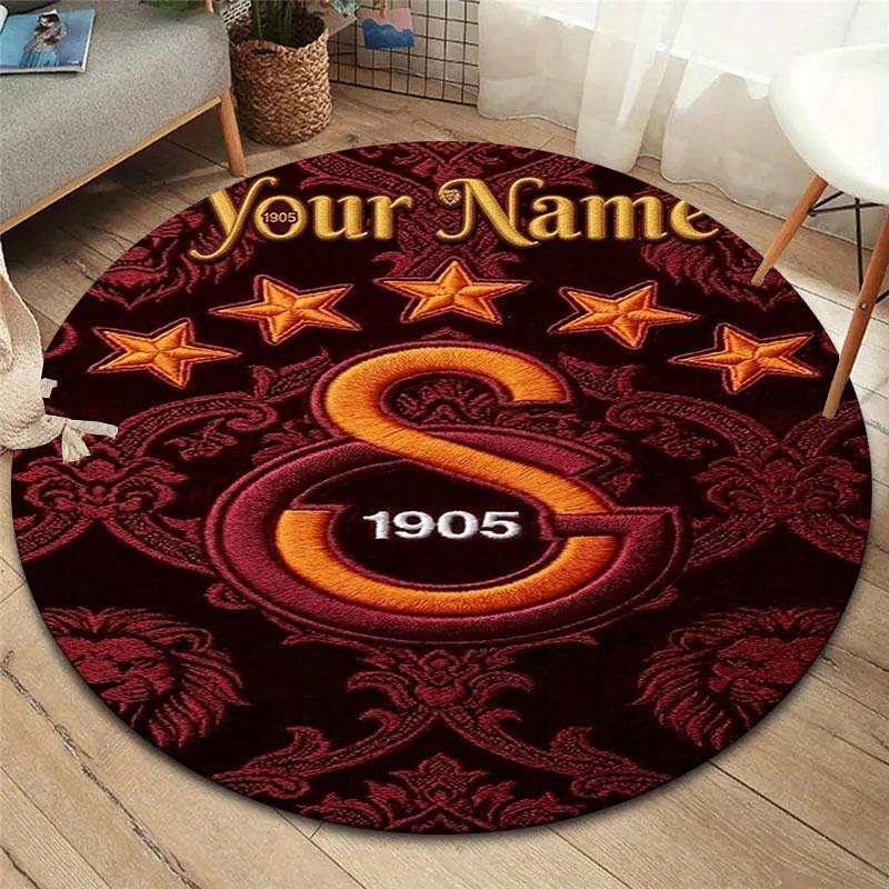 Galatasaray S Custom Name Round Area Rug,Carpet Rug for Living Room Bedroom Sofa Playroom Decor,Non-slip Floor Mat