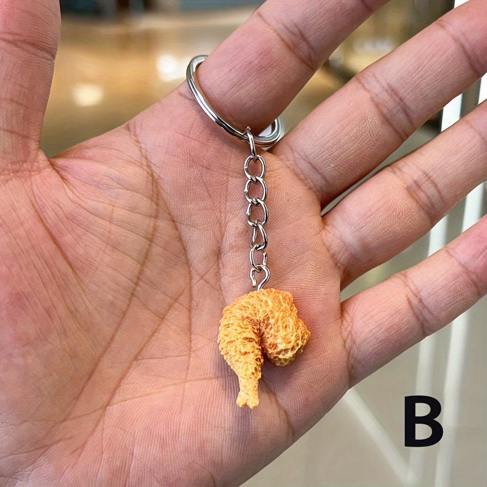 Simulation Fried Chicken Wing Keychain Creative Drumstick Bag Pendant Couple Family Keychain Pendant