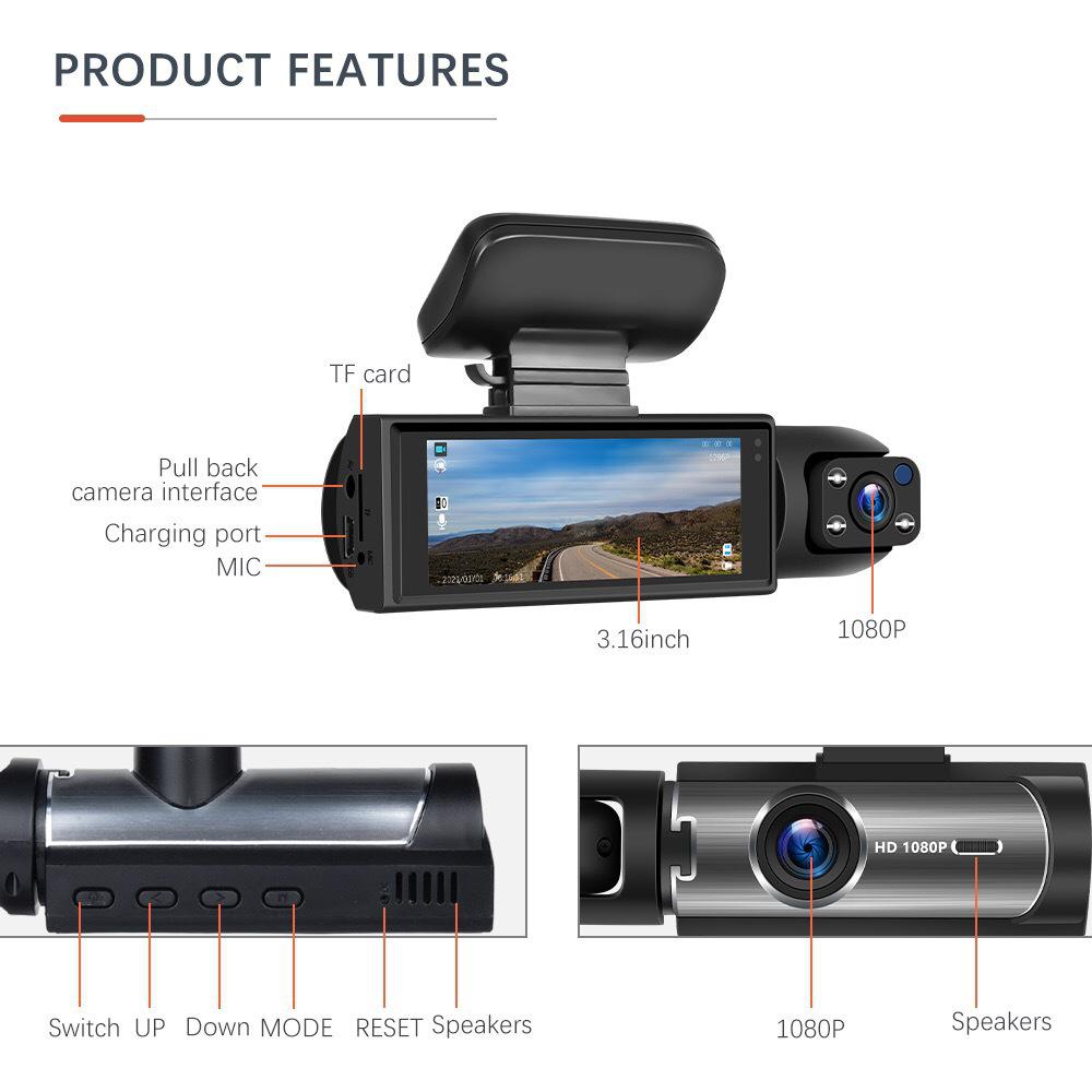 M8 Dual Lens HD Dash Cam with WiFi & Infrared Night Vision