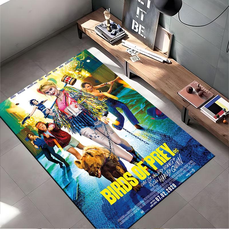 Harley Quinn Birds of Prey Carpet suitable as a non-slip mat for the living room or bedroom sofa