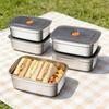Stainless Steel Food Storage Box with Lid - Square Tray Lunch Container for Office Workers
