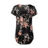 Women's Summer Casual Flower Print Short-sleeved Loose O-neck A-line Swing Top