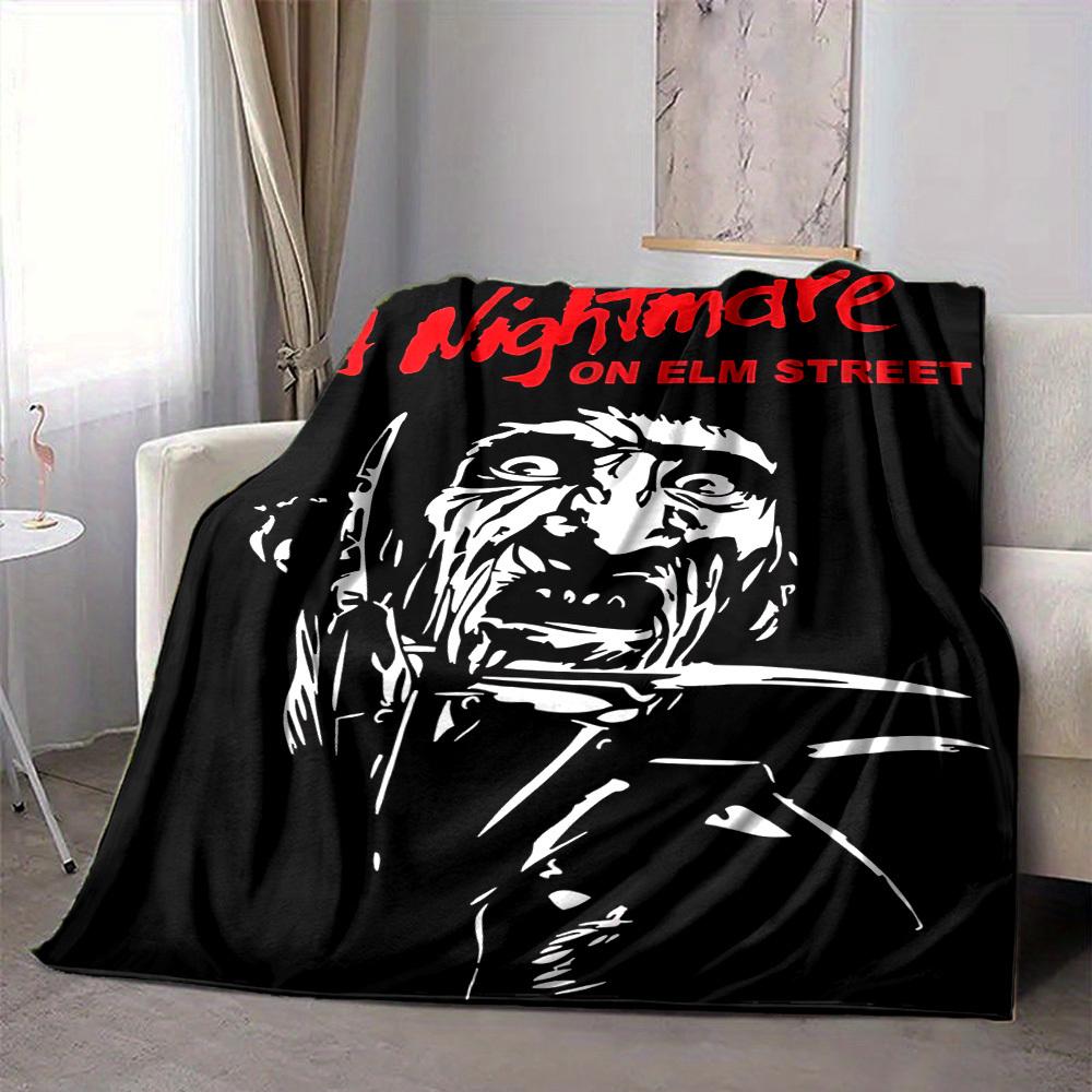 1pc A Nightmare on Elm Street Flannel Throw Blanket - HD Printed Lightweight Soft Warm All-Season Blanket for Sofa, Bed, Travel, Camping 054