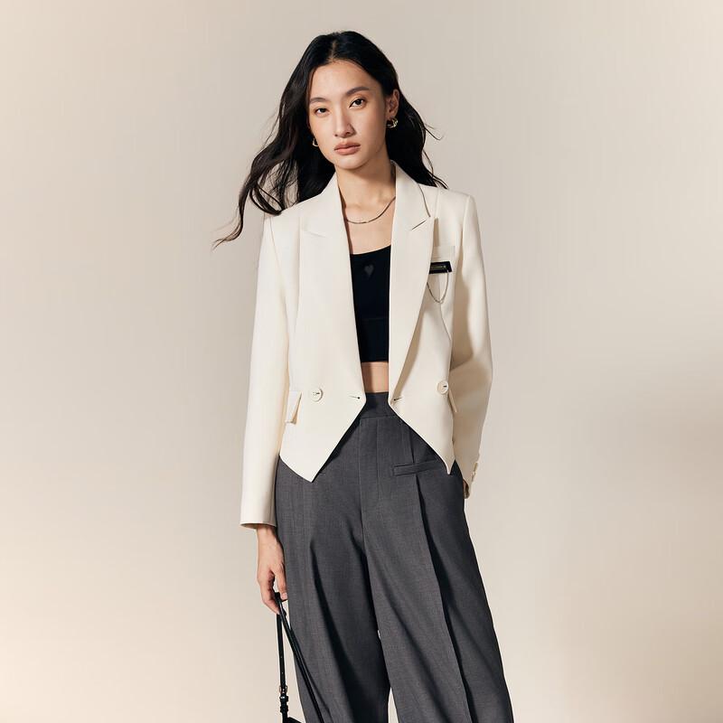 

Женский короткий осенний жакет с лацканами с вырезом XL