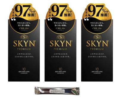 Skin Premium IR kondom 10 kusů x 3dílná sada s originálním stick lotionem M&A