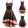 Damen Vintage Gotisches Spitze Abschlussballkleid Spaghettiträger Herz Ausschnitt Korsett Schnürung Hoher Niedriger Saum Ausgestellt A-Linie Abendparty Cocktail Formelles Kleid