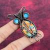 Spiny Oyster Copper Turquoise Pendant Gemstone Owl Jewelry Copper Wire Wrapped Pendant Blue Evil Eye Jewelry