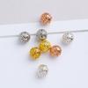 S925 Sterling Silver Hollow Copper Coin Round Spacer Beads for DIY Handmade Bracelets.