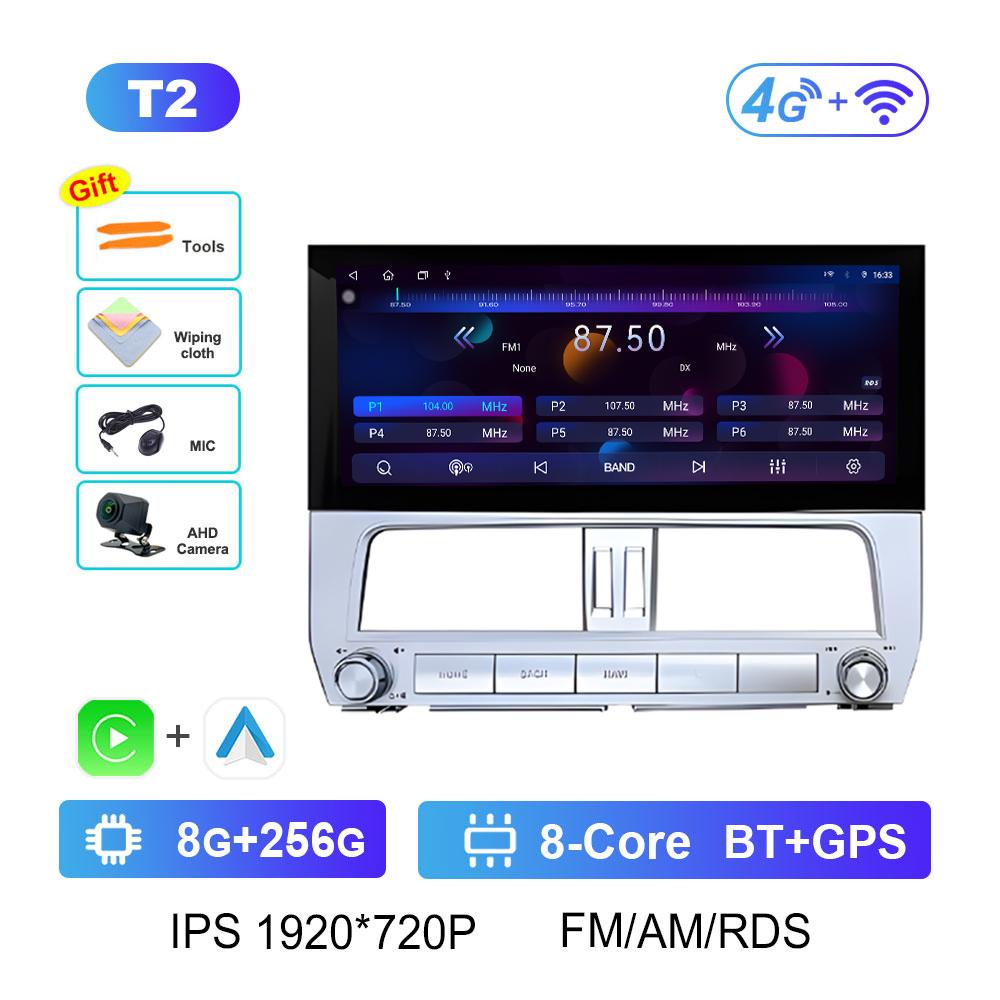 Navigation GPS Wireless Carplay Car Video for Toyota Prado 2018 Radio Player 12.3 Inch Autoradio Bluetooth Cooling Fan Head Unit