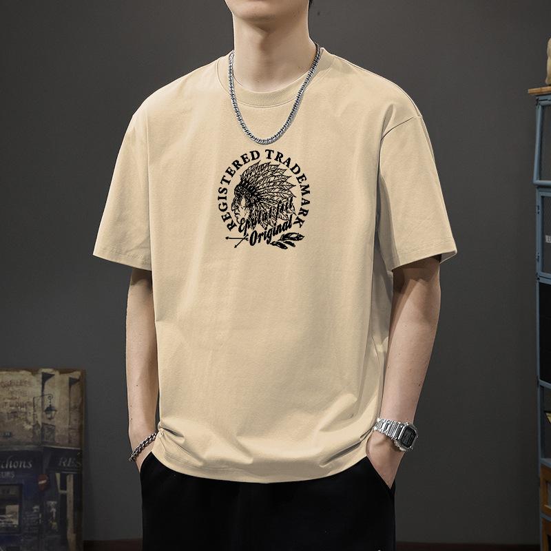 Simple T-shirt Men's print Summer Trendy Printed Cotton Short Sleeved Loose Trendy Breathable T-shirts