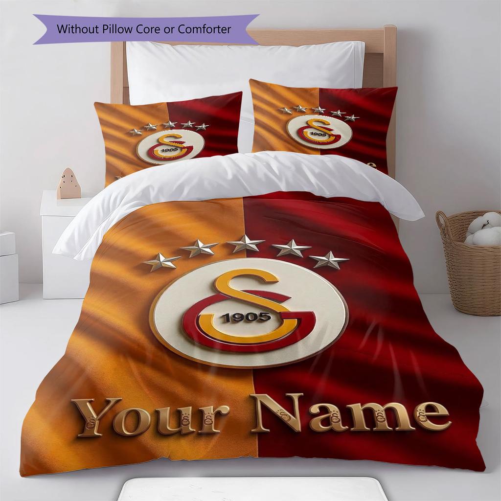 Galatasaray S Custom Name Pattern Bedding,Quilt Set Quilt Cover Pillowcase Home Birthday Gift(1 * duvet cover + 2 * pillowcase, without core)
