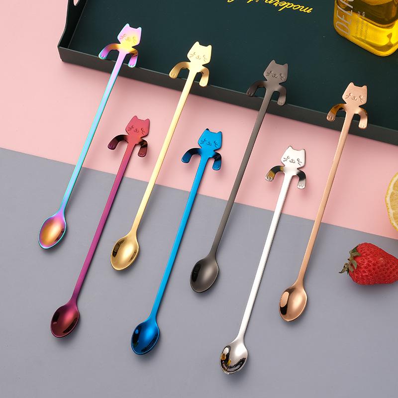 304 Stainless Steel Cat Coffee Spoon - Long Handle Stirring & Dessert Spoon