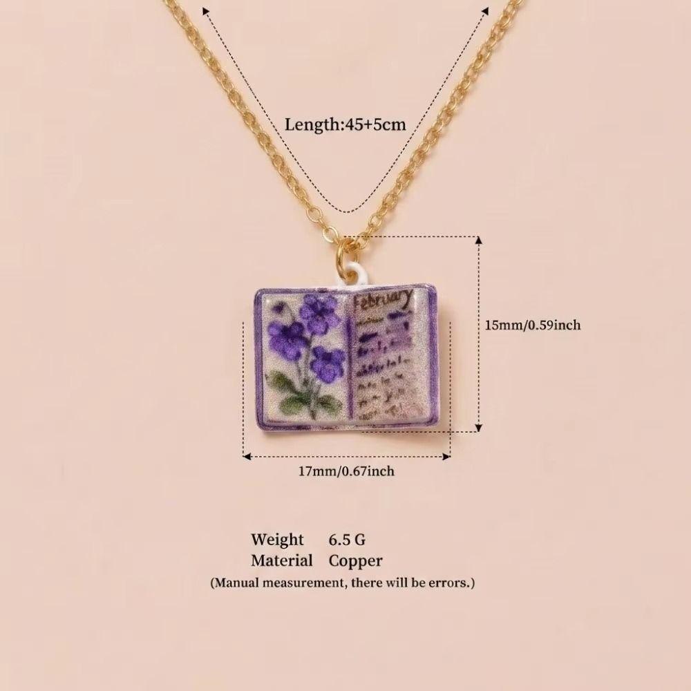 Vintage Style Book Pendant Necklace Antique Porcelain Pendant Necklace Jewelry Accessory