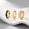 Trendy Gold-Plated Stainless Steel Couple Rings Set