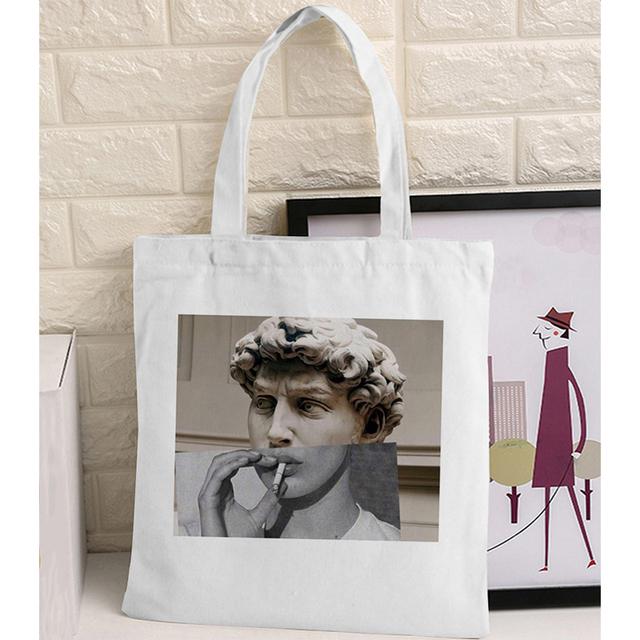 Women Graphic College Harajuku Shopper Bag Van Gogh Sunflower Starry Sky Shopping Bag Women Canvas Shoulder Bag Large Tote Bag