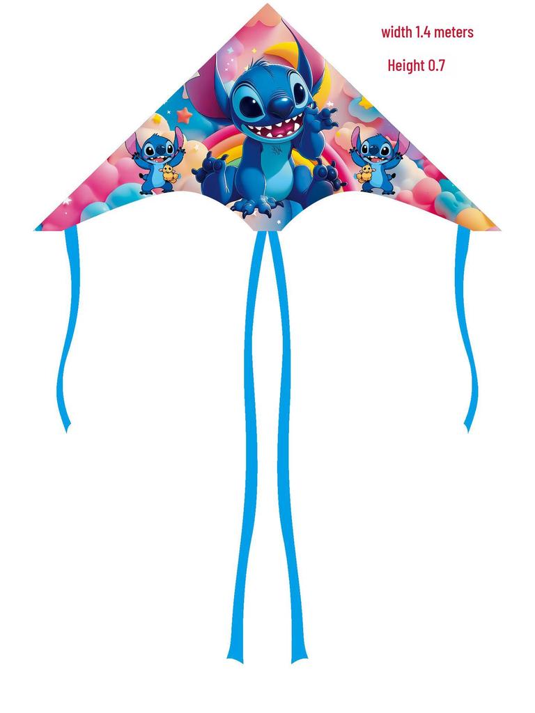 Weifang Cartoon Delta Double-Tail Kite: Handmade, Plaid, Easy-Fly, Curved Edge, Outdoor Toy for Kids