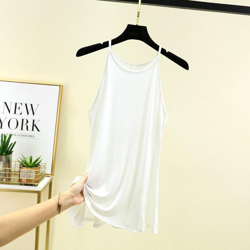 Women's Slim Fit Black Halter Neck Camisole - Summer Side Slit Vest