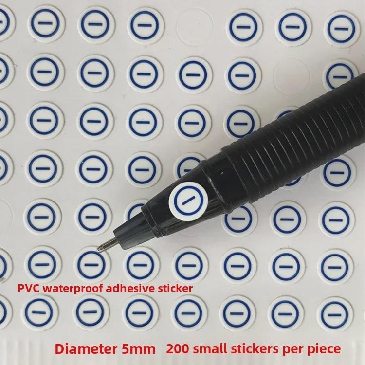 5mm PVC Electrical Polarity Label Stickers, Red/Blue, 200 Per Sheet
