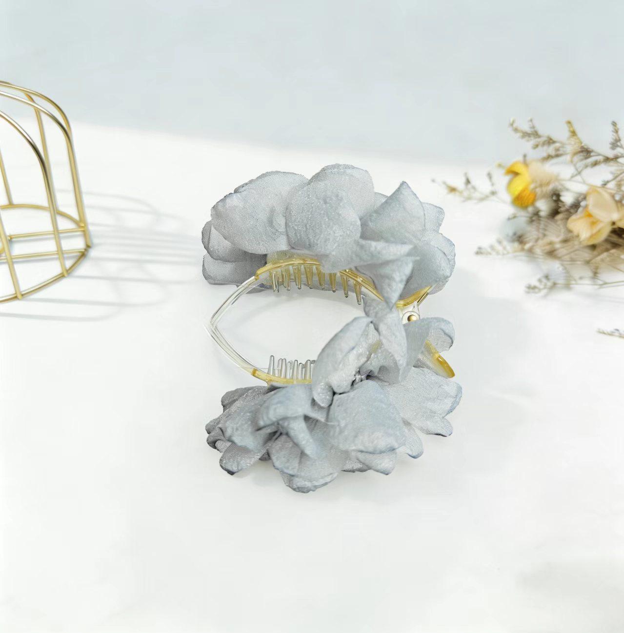 Handmade Camellia Organza Fabric Hair Clip - Versatile Hair Accessory