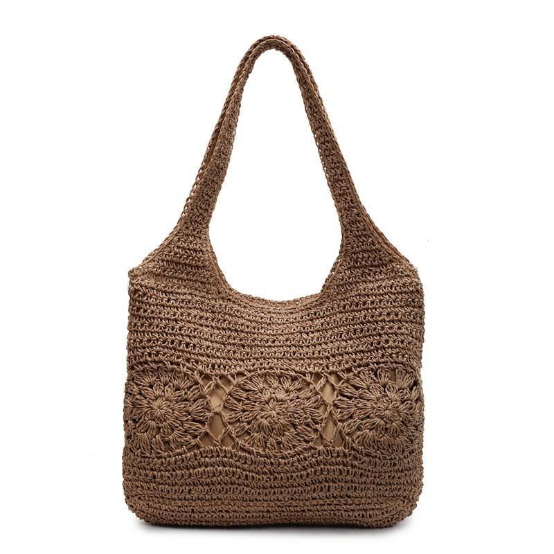 

2025 New Seaside Resort Style Beach Handbag Hollow Woven Bag Simple Sen Casual One-shoulder Underarm one size хакі