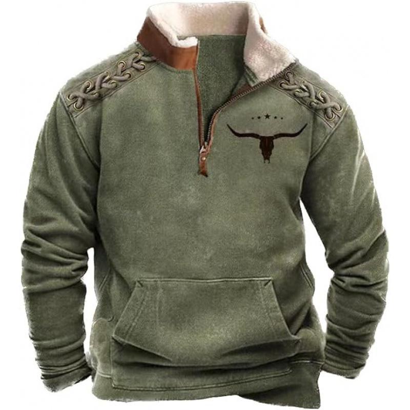 Męska bluza z kapturem i futrzanym kołnierzem, z nadrukiem 3D - Europejski i Amerykański Styl Jesień/Zima