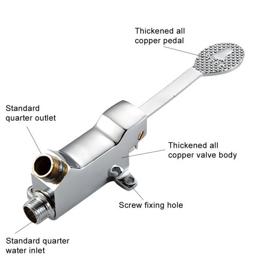 1/2 Zoll Fußpedal Steuerventil Wasserhahn Waschbecken Schalter Wasser Waschbecken Badezimmer Wasserhahn