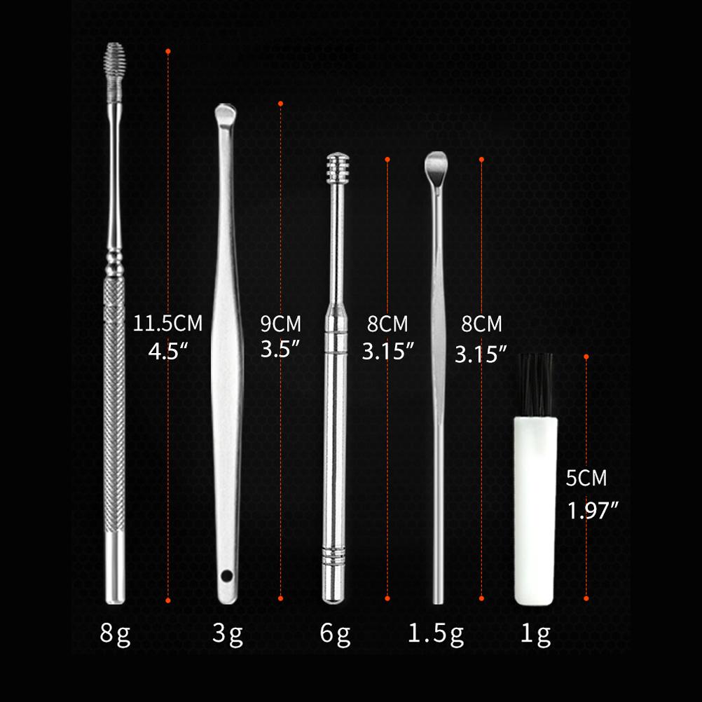 6 Pcs Spring Earwax Cleaner Tool Set Stainless Steel Spiral Design Ear Picks Ear Cleansing Tool Set 
