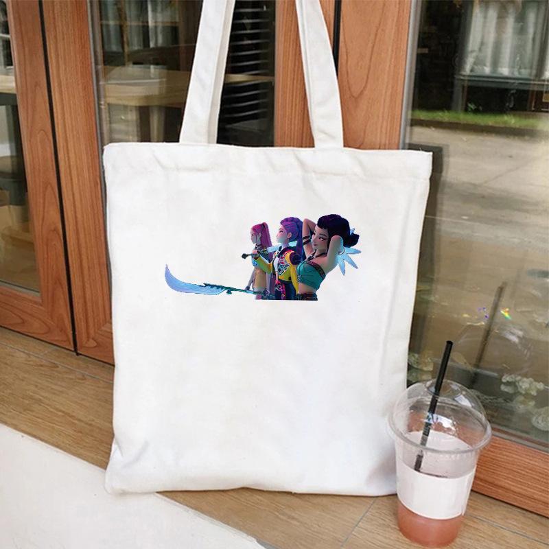 KPOP Demon Hunter Grup de Fete Imprimeu Carte de Student Geantă de Umăr Canvas Geantă de Mână pentru Cumpărături