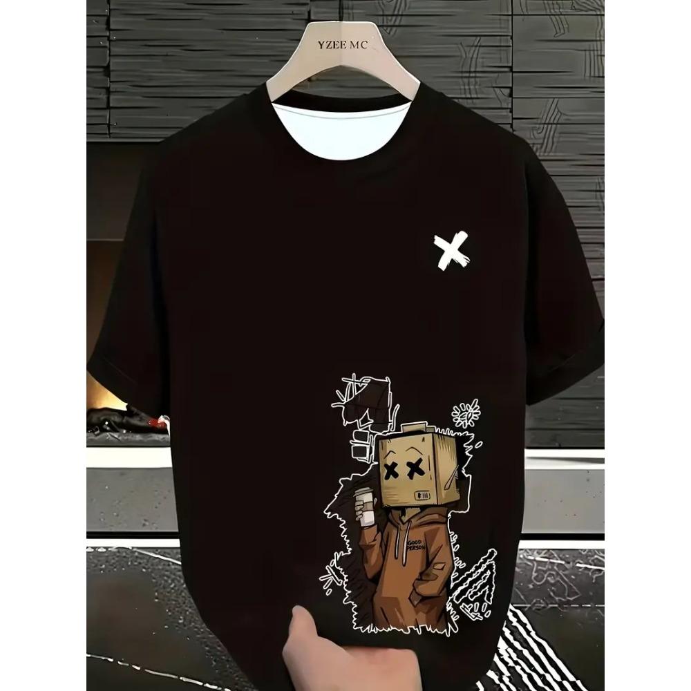 Men's Fashion T-shirt Anime Bear  Pattern Printed Men's T-shirt Top
