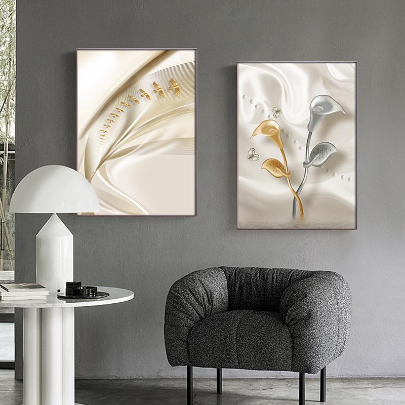 Pink White Flower Poster Leaf Plant Print Canvas Art Painting Wall Photos Modern Home Decor