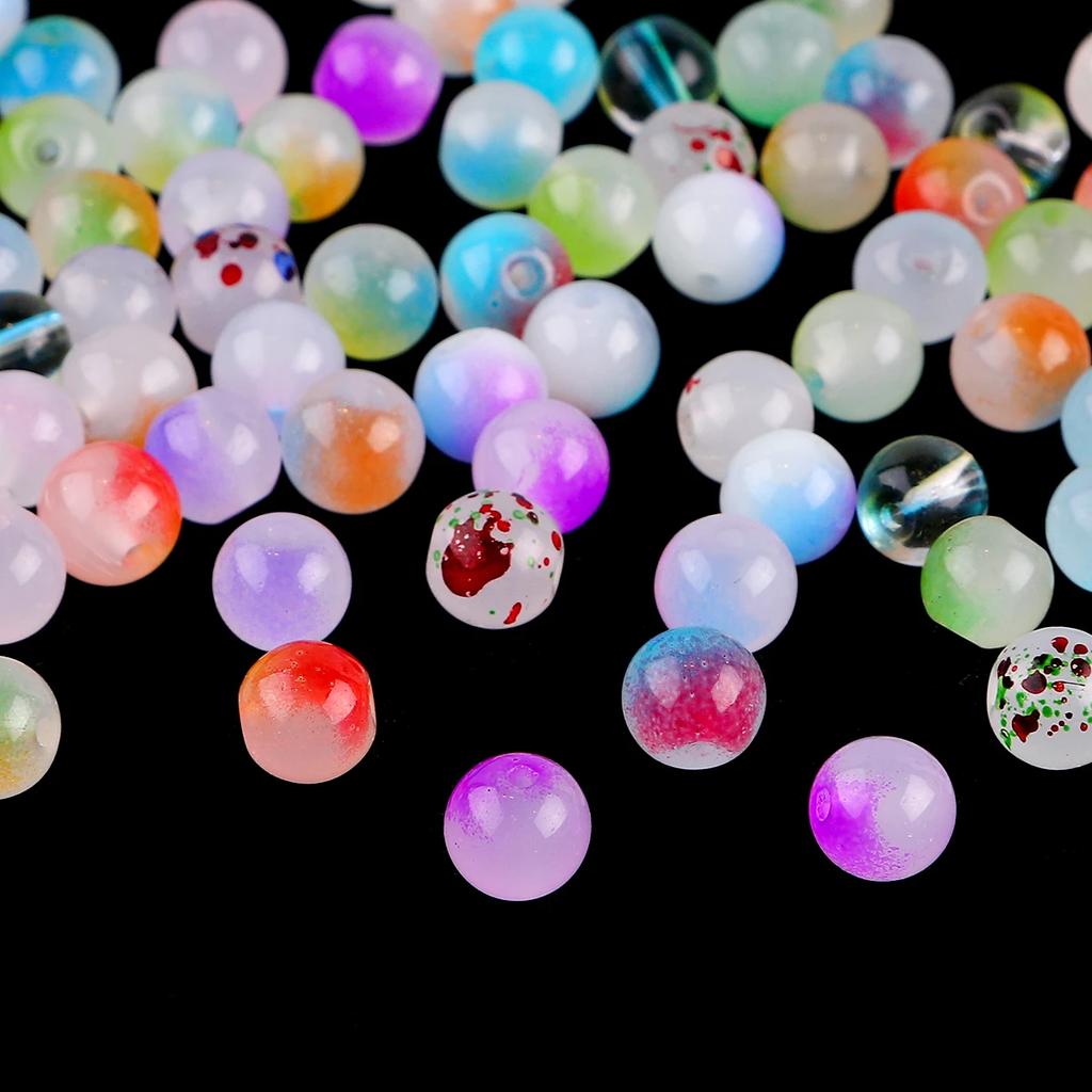 50pcs 8mm Glass Imitation Jade Bead Gradient Double Color Round Bead Handmade DIY Bracelet Necklace Jewelry Making Loose Bead Ma