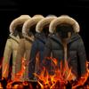 Winter Men's Casual Plus Velvet Thick Warm Hooded Big Fur Collar Mid-Length Cotton Coat