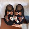 Papuci pufoși cu talpă groasă pentru femei de purtat afară toamna și iarna 2025 modă nouă out mic brioșă ruladă pluș bumbac mop