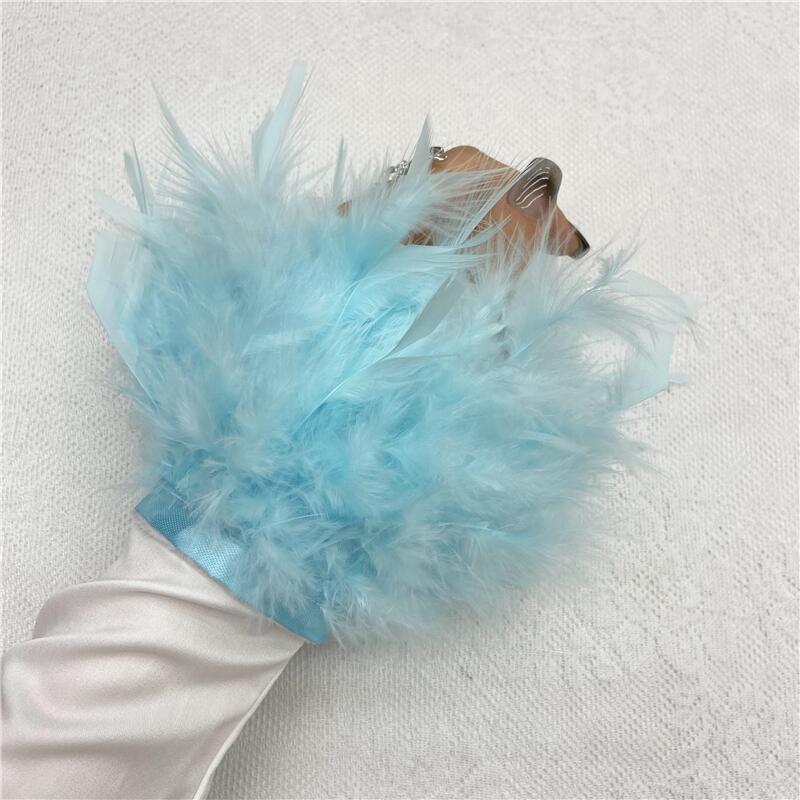 1PC Pele Real Punhos de Penas de Avestruz Punho de Penas de Avestruz Snap Pulseira Punho de Penas Manga de Pulso