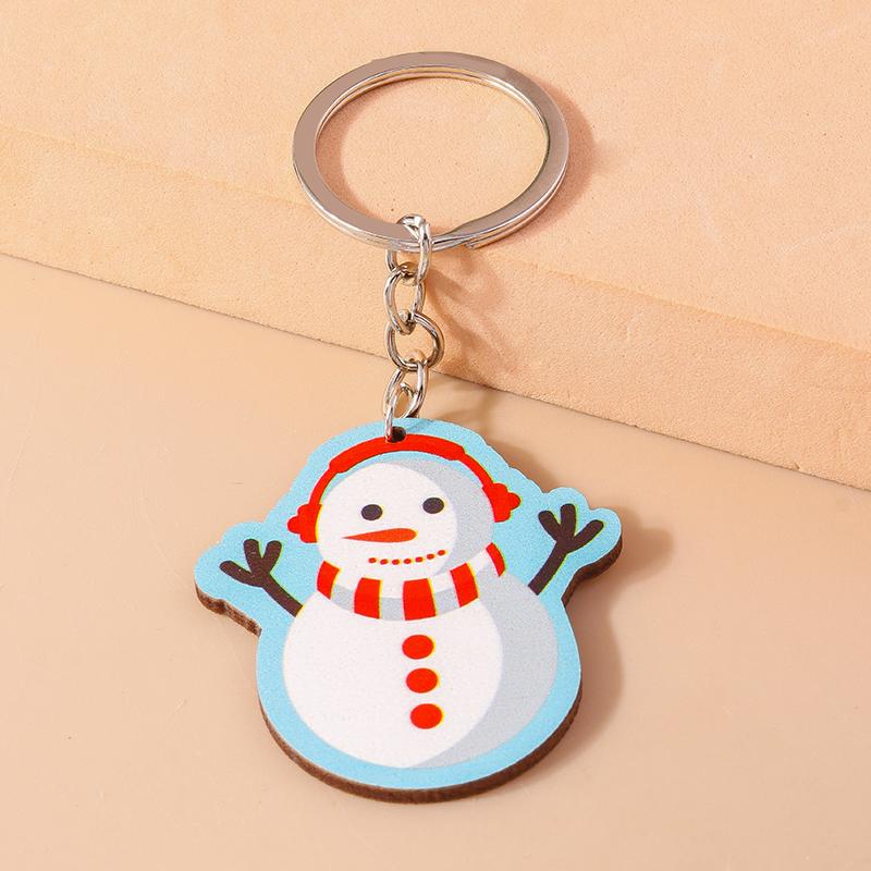 Cute Christmas Key Chain Snowman Santa Claus Key Ring Pendant for Car Key Holder Women Girls Handbag Decor DIY Jewelry Gift