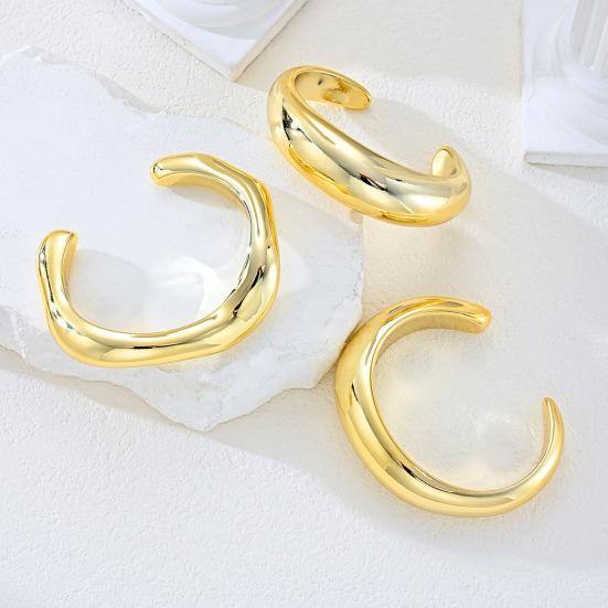 3 Pcs Gold Plated Bangle Bracelets for Women, Big Stackable Bangles, Adjustable Open Cuff Bracelet, Minimalist Accessories