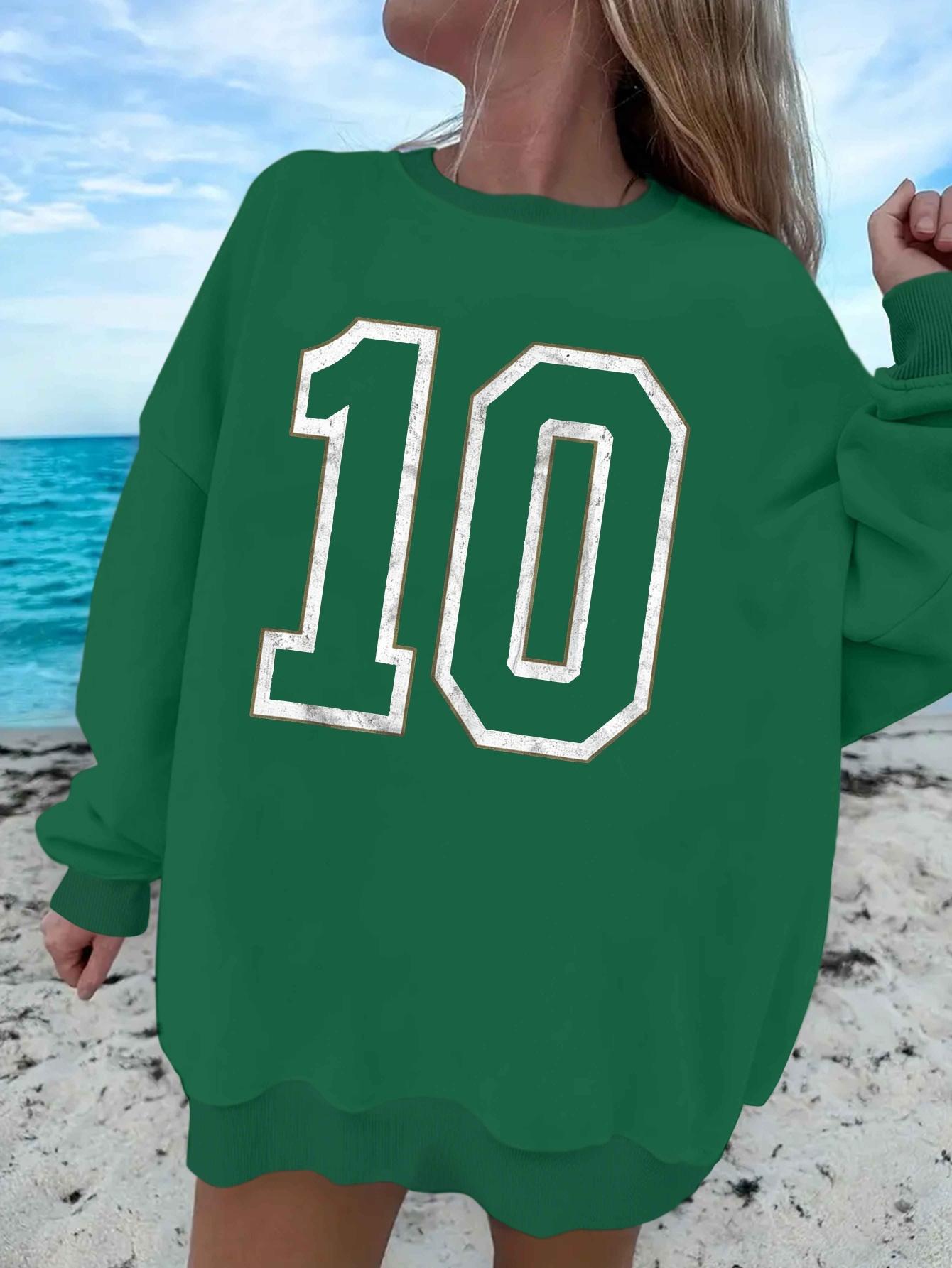 

Номер 10 блочными цифрами женские свитшоты XXL зелёный