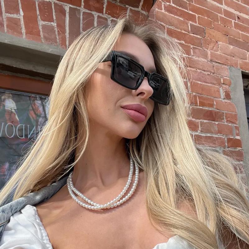 Protective Glasses 2pcs Fashion Square Sunglasses Women Jelly Color Frame Design Sun Glasses Women Brand Travel Eyewearl Lunette