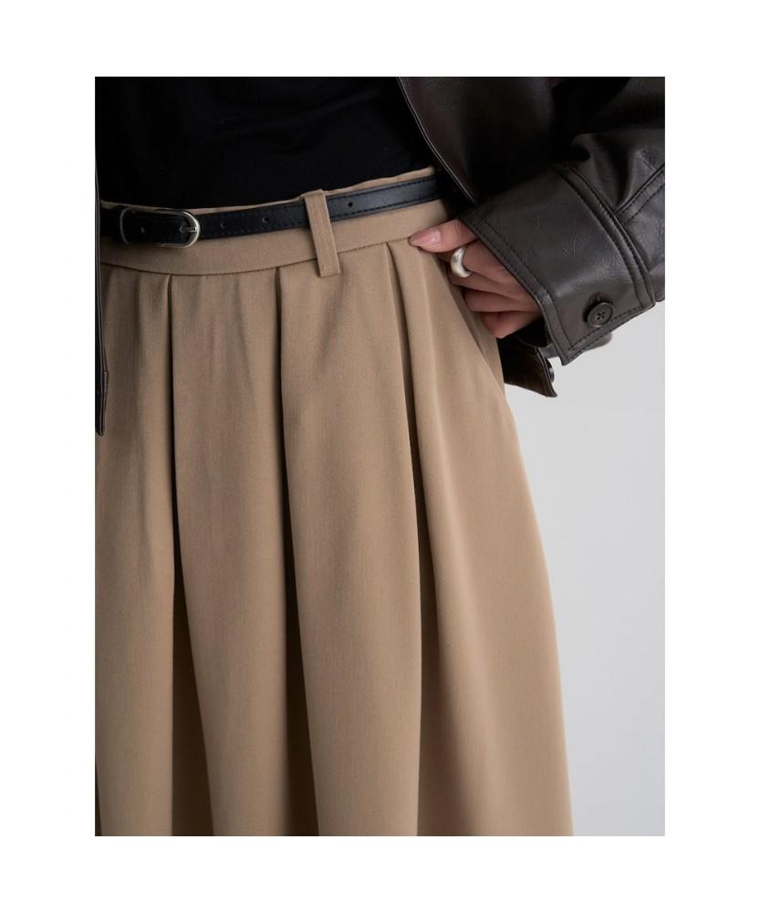 8seconds Belted Pleated Long Skirt Beige