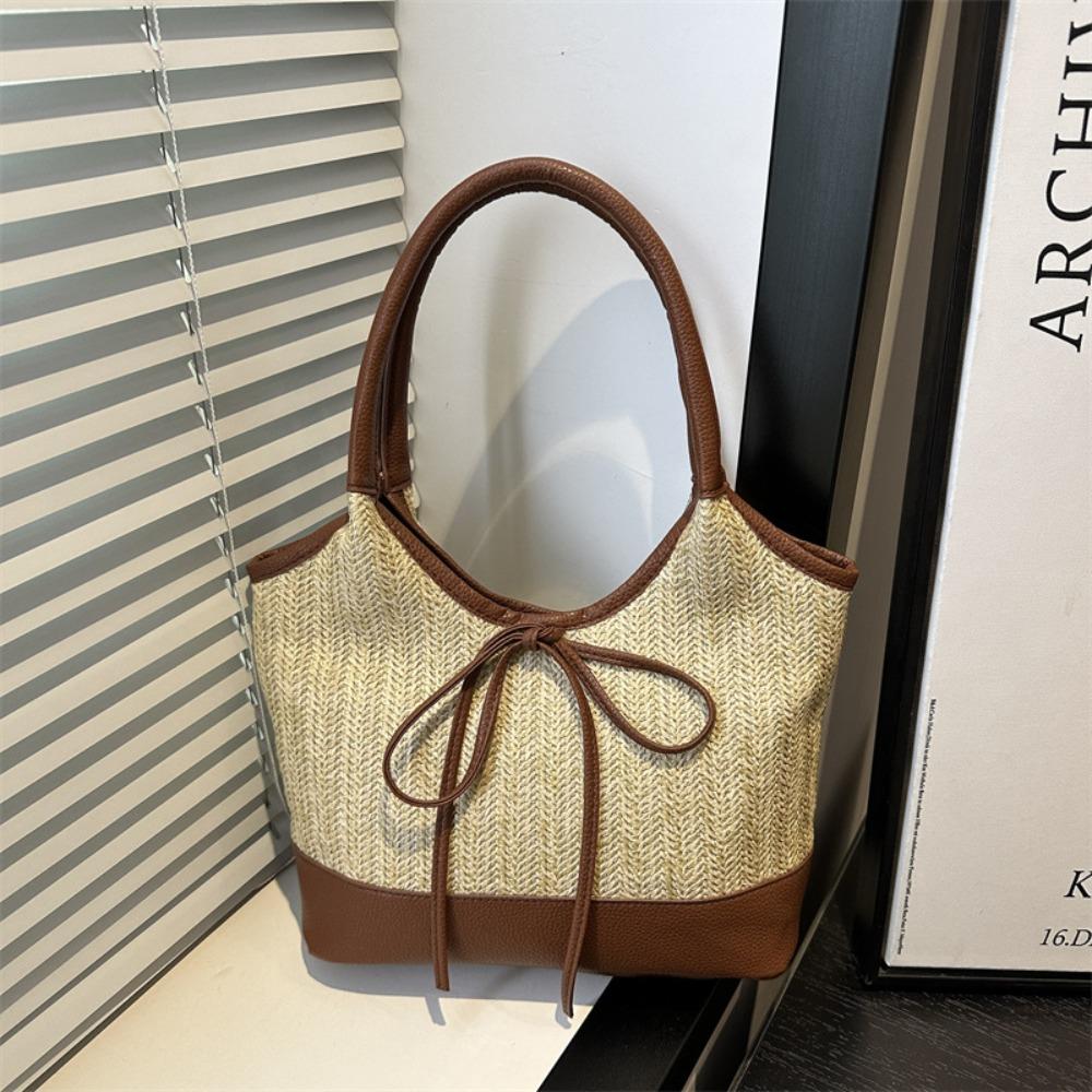 Large Capacity Straw Shoulder Bag Elegant Women's Handbag Korean Weaving Tote Bag  Beach