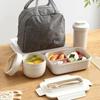 Portable Cutlery Set Square Wheat Straw Lunch Box Soup Bowl with Spoon Fork School Office Camping Food Container Tableware Set