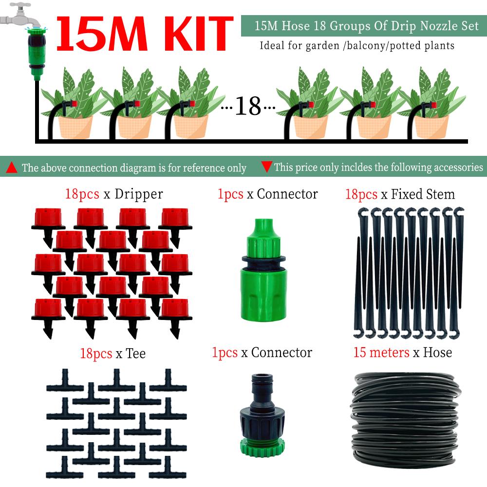 10M-30M Greenhouse DIY Drip Irrigation System Automatic Watering Garden Hose Micro Drip Watering Kits with Adjustable Drippers
