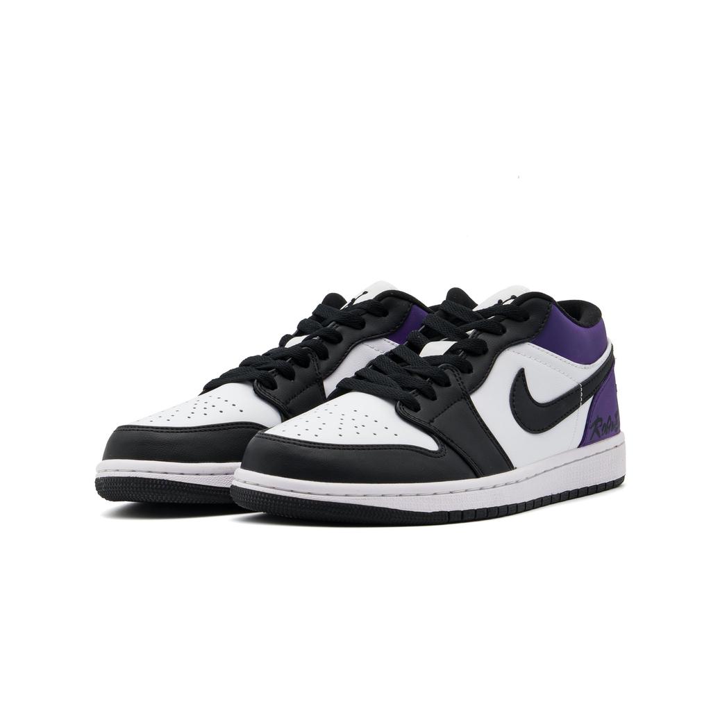 Jordan Air Jordan 1 Abrasion Resistant Low Top Vintage Basketball Shoes Unisex Black Purple DC0774-101(Team1393-2)