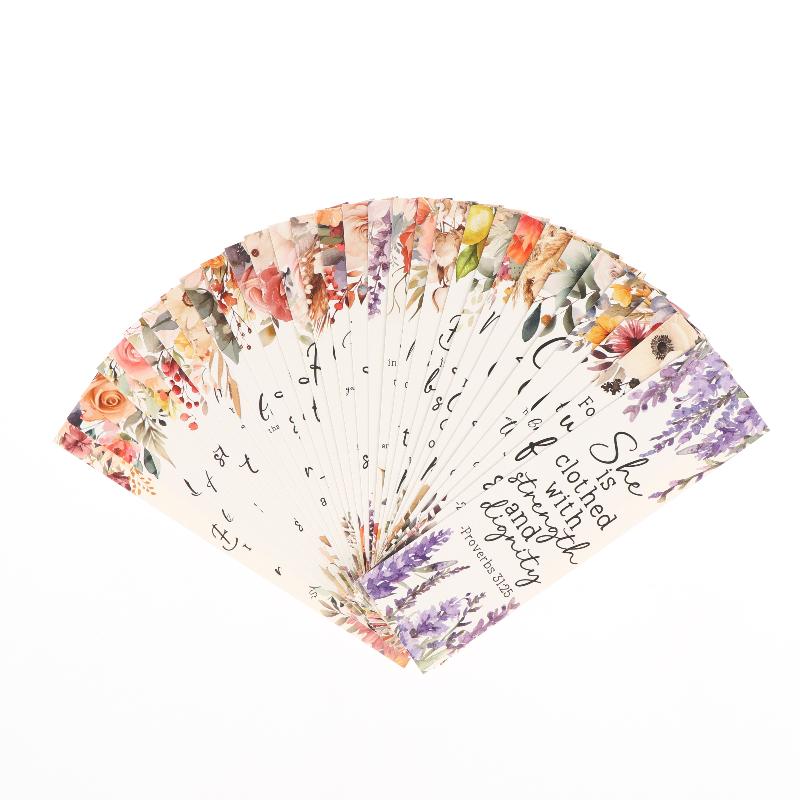 30 Pcs Verse Bookmarks With Watercolor Floral Prints Perfect For Book Lovers Church Gifting Daily Reading