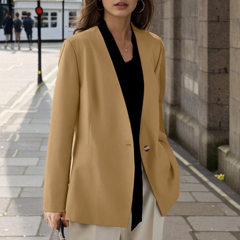 ZANZEA Women Autumn V-Neck Solid Color Long Sleeve Cardigan Suit Jackets