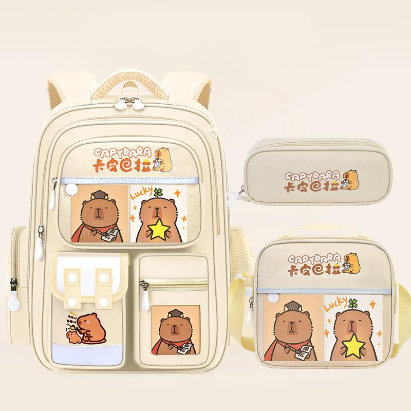 Capybara Schultaschen für Jungen Mädchen Grundschultasche Cartoon Schulrucksack Set Rucksack Bagpack Kinder Niedlich Kinder Büchertaschen