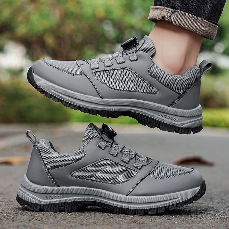 

Male Sneakers Stylish Rotating Buckle Hiking Boots Solid Color Comfortable Non-slip Sporty Shoes Plus Size Mens Loafers Leather 39