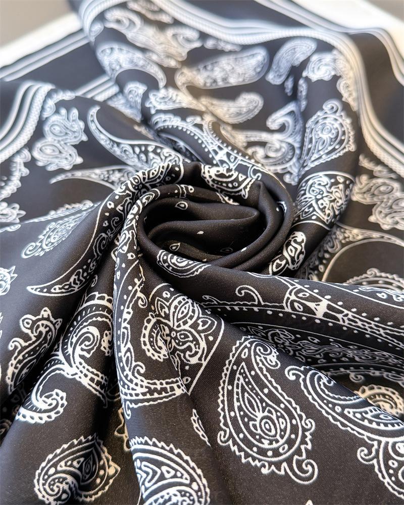2026 New Paisley Print Square Scarf for Women Soft Satin Wraps Neckerchief Female Hair Bands Ribbon Headband Bandana